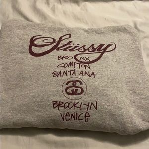 Stussy Gray Hoodie with Maroon lettering